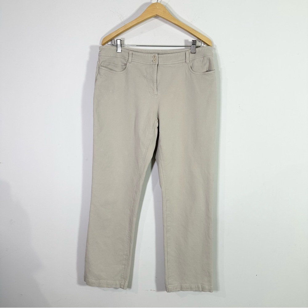 Eileen Fisher Khaki Beige Straight Leg High Rise Pants